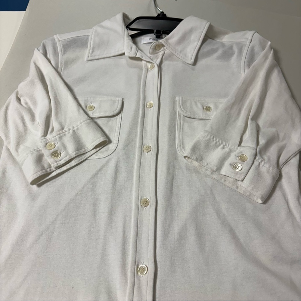 Frame Womens White Patch Pocket Utility Shirt Pima Cotton Small/P - Picture 11 of 12